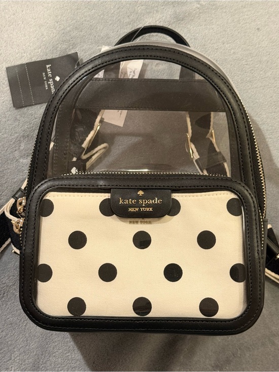 kate spade Handbags - Kate spade 2-piece set with clear backpack and white and black polka dot wallet